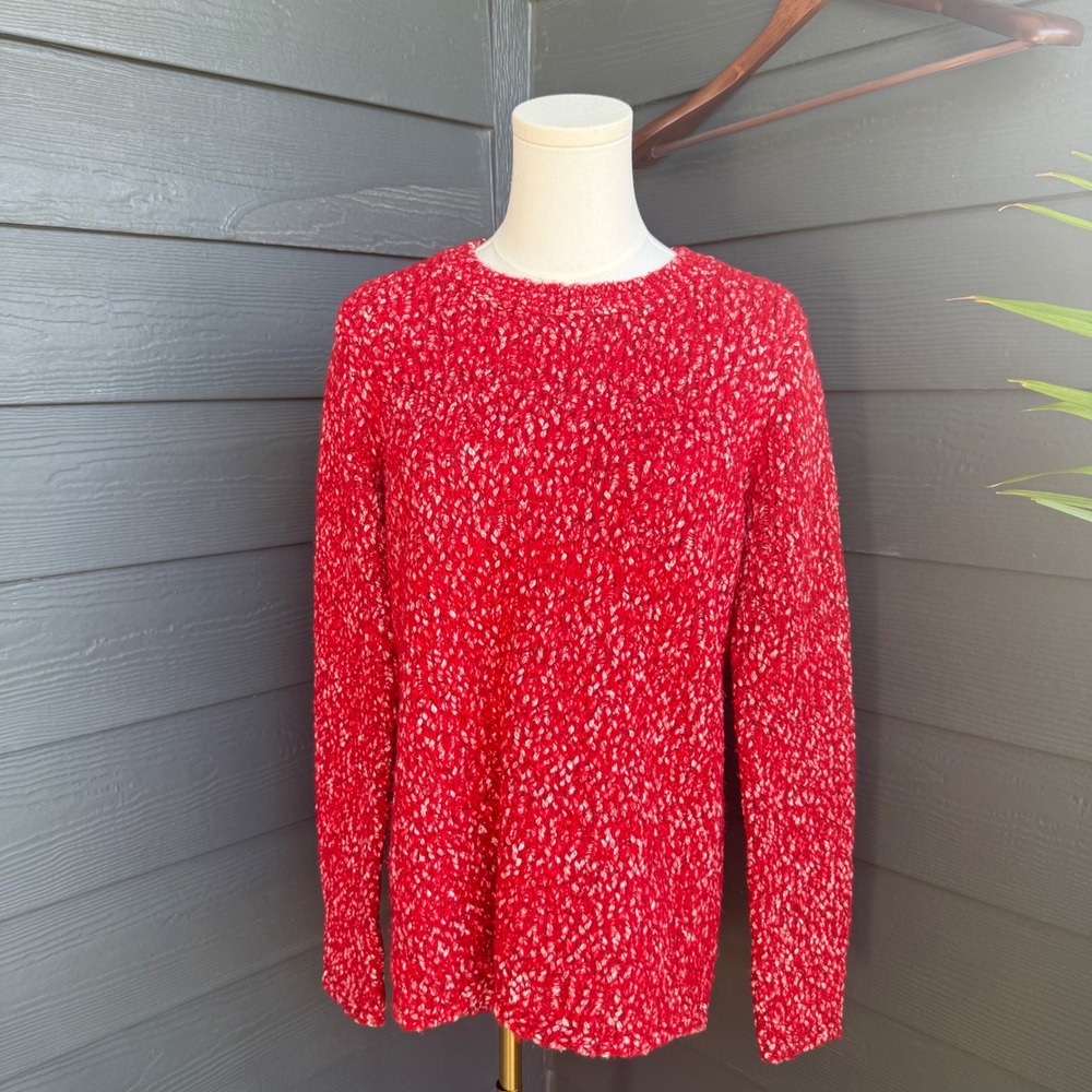 J.McLaughlin Merino Wool Blend Chunky Knit Sweater Red Marled Women M